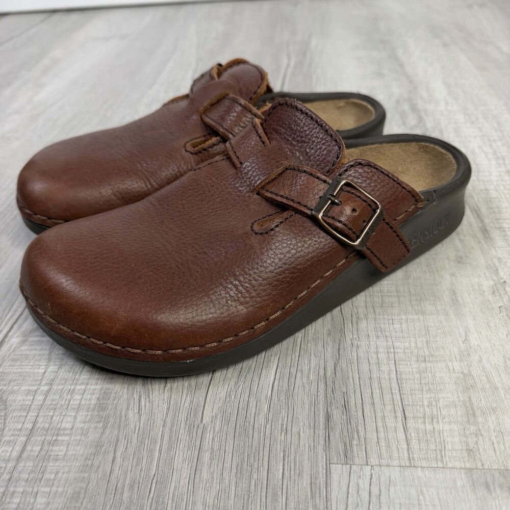 Birkenstock Tatami Oklahoma Clog L-9 M-7 Brown Leather Rubber Bottom Germany C